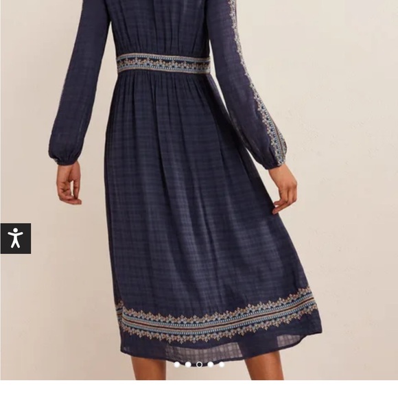 Boden dress NWT 8 embroidered V neck midi dress navy with amazing details - Picture 13 of 15